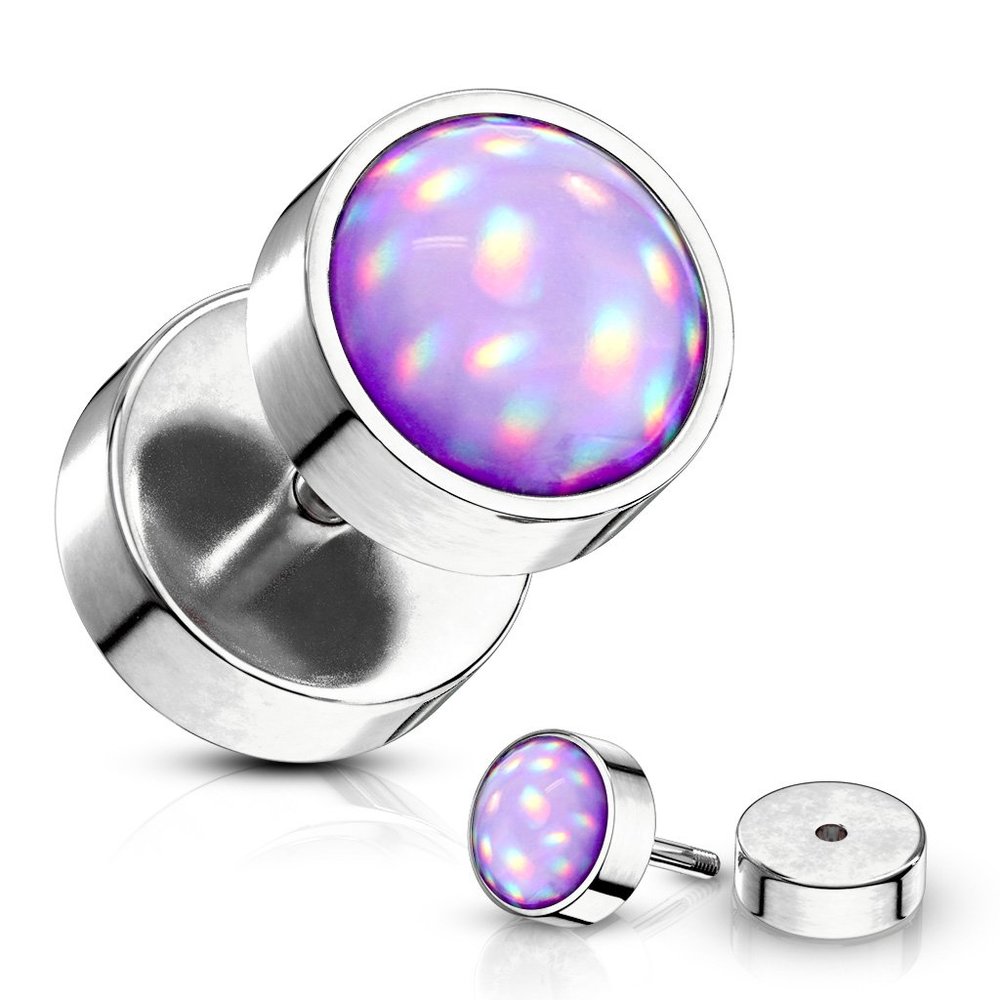 Illuminating Stone Set Front All 316L Surgical Steel 16ga Faux PlugsIlluminating